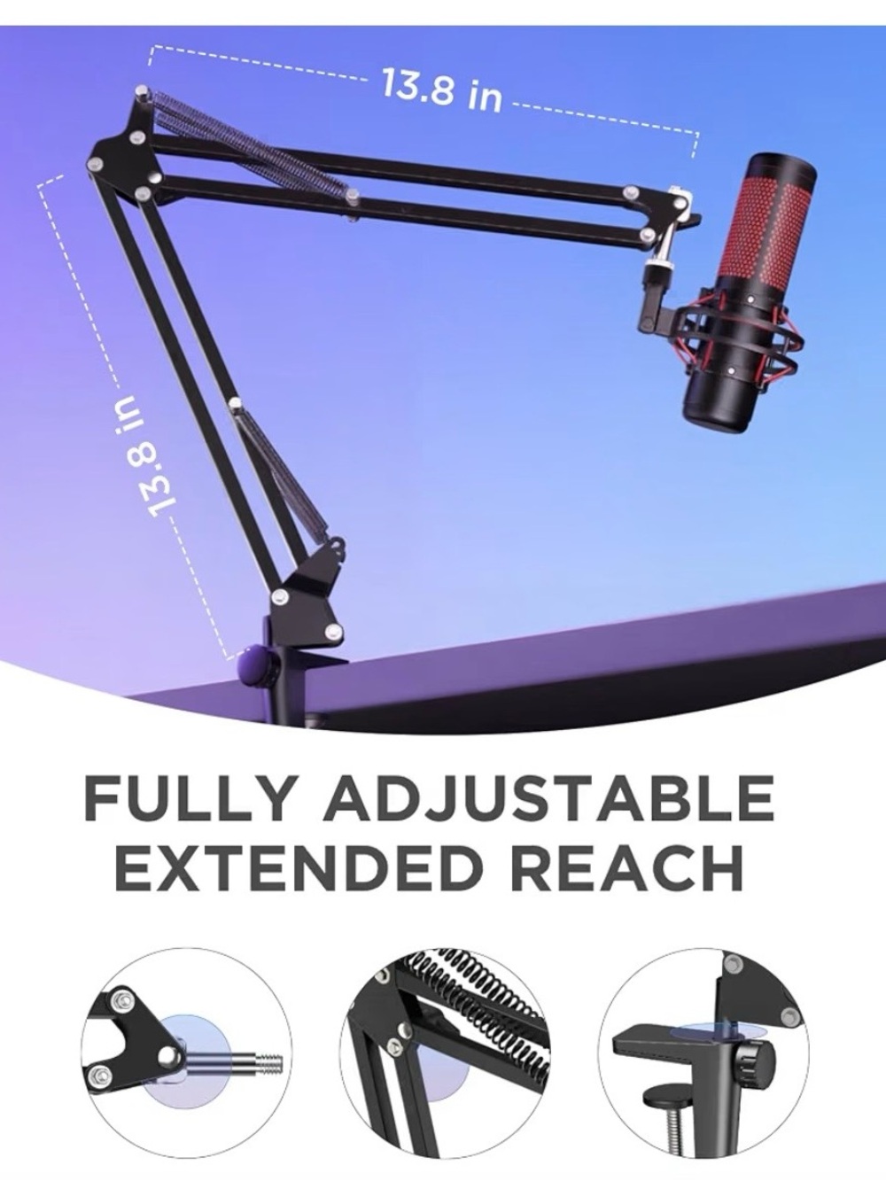 InnoGear Boom Arm Microphone Mic Stand Black